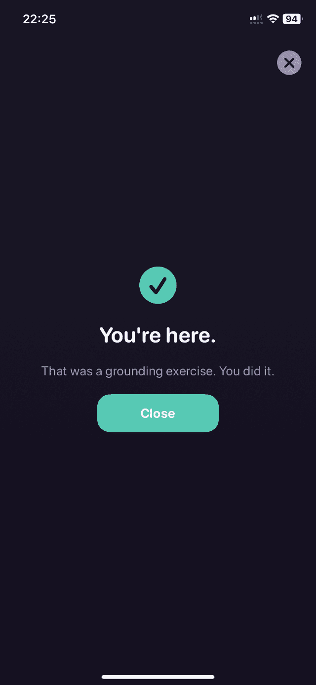 Grounding exercise complete